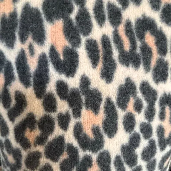 Kate Spade Leopard Bow Sweater XS Wool Short Sleeve Turtleneck Animal Print Top